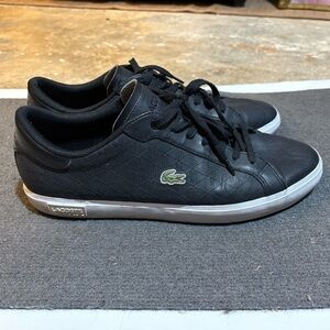 Lacoste Mens Leather Sneakers Size 12 Black Laced Up Preppy Casual Night Out